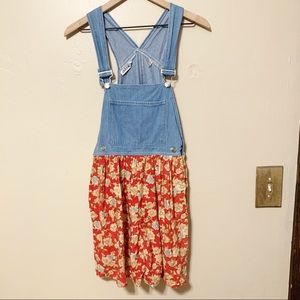 Vintage 90's Floral/ Denim Overall Romper